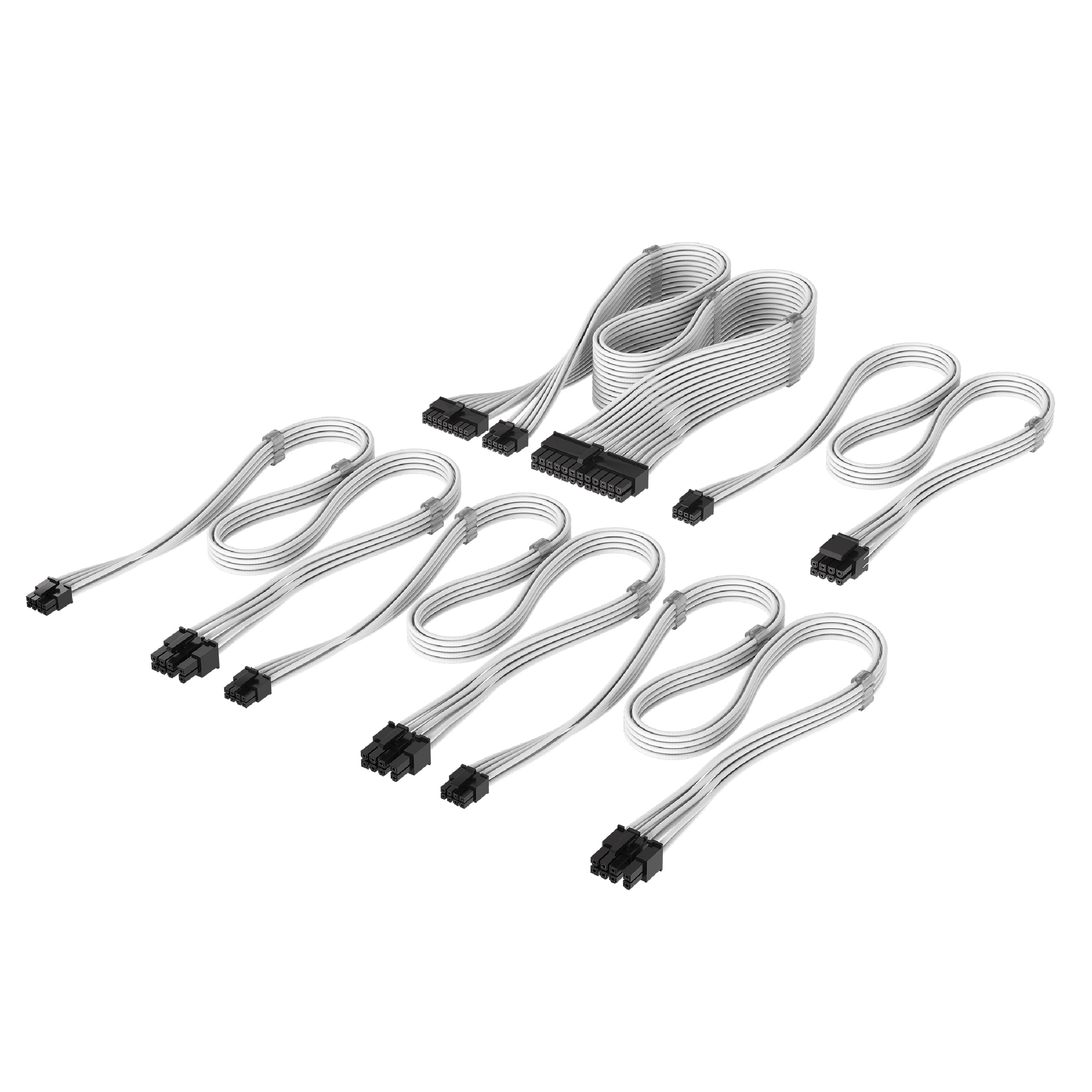 Corsair Elite Premium Kit de Inicio de Cables de PSU Type 4 en Funda Individual – Diseño Paracord de Malla de Triple Capa, Compatible con PSU Tipo 4 – Blanco