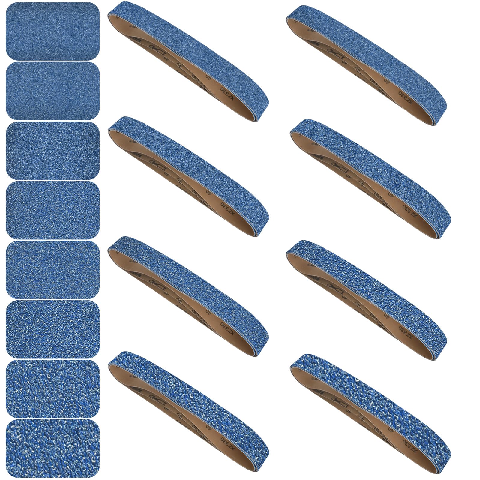 2x42 Inch Sanding Belts 24 Pcs 8 Grits Sizes (3 Each of 40/60/80/120/150/240/320/400 Grits) Heavy Duty Belt Sander Zirconia Belt Sander Paper for Wood Metal Stainless Steel Cars and Furniture