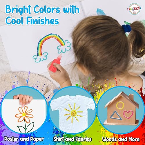 Miniatura 9 de Pintura de soplo, paquete de 6 pinturas para tela 3D, colores neón, permanente, no tóxica y lavable, juego de pintura para niños a partir de 3 años