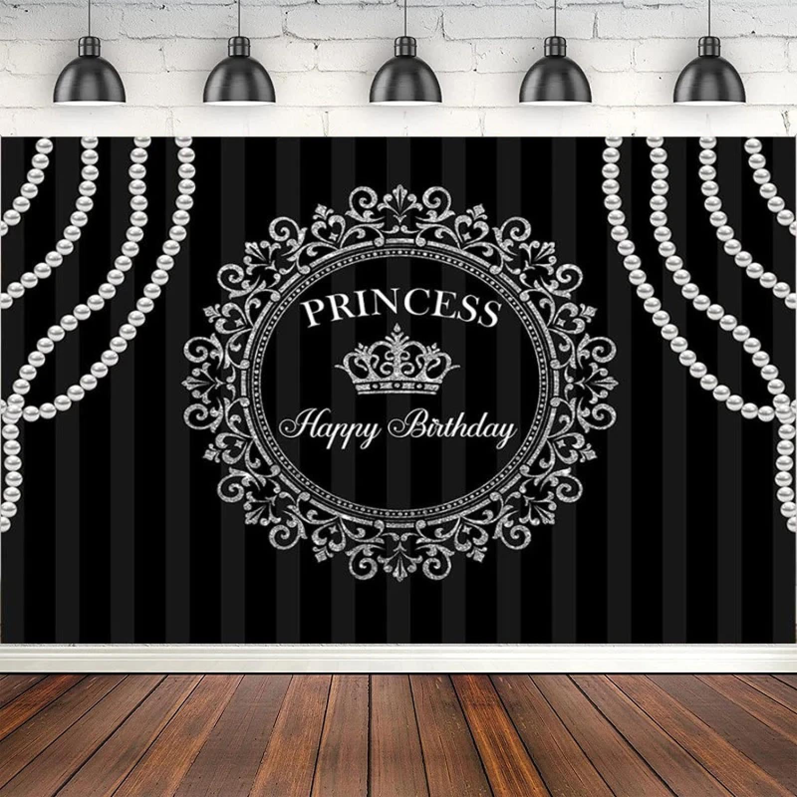 Fotografie Hintergrund Mädchen Neugeborene Prinzessin Poster Für Fotostudio Photocall Schwarz Alles Gute Geburtstag Party Hintergrund Dekor Banner