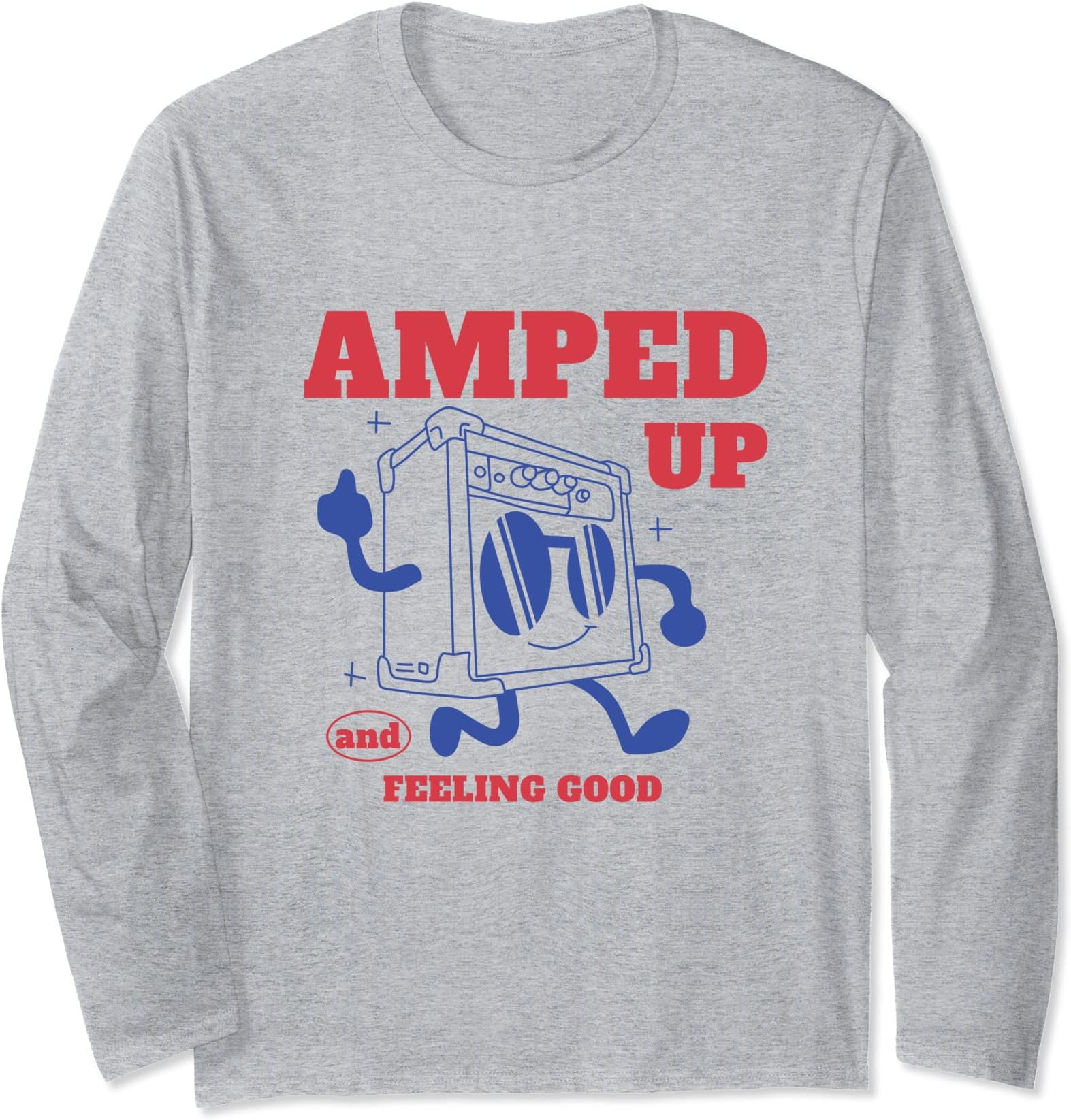 Guitarist Clothing Vintage Guitars by DomGraphicsAmped Up Funny Guitar Amp - Retro Guitarists Apparel Long Sleeve T-Shirt