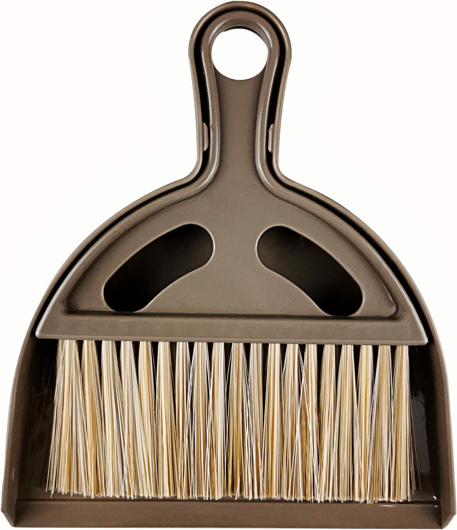 Small Broom and Dustpan Set Mini Dustpan and Brush Set Hand Broom Cute Little Whisk Dust Pan and Brush Set for Camping,Keyboard,Table,Desk,Window Gaps,Small Messes, Kids,Cat,Dog （Brown）