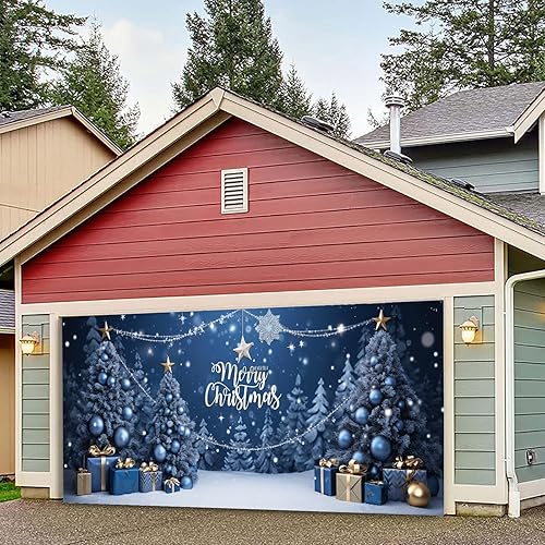 Miniatura 2 de Pancarta decorativa de Navidad para puerta de garaje, 7 x 16 pies, grande, colgante de Jesús, muñeco de nieve, Papá Noel, cubierta de telón de