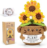 Nitlak Handmade Positive Sunflower Crochet Doll with Inspirational Card - Emotional Support Gift for Teachers, Coworkers, Friends, Family