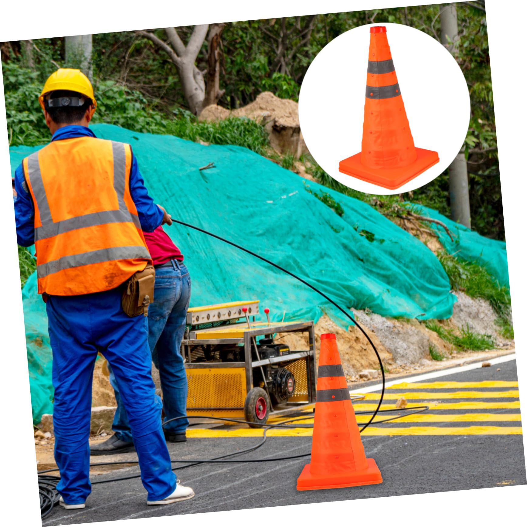 Hemobllo Lot de 2 Cônes de Sécurité Routière Pliables 45 Cm en Polypropylène Léger Orange, Cônes Pop-up Multifonctions pour Signalisation, Entraînement Football et Gestion Trafic Extérieur