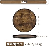 Vista 4 de Hanobe Bandeja Decorativa para Mesa de Café: Bandeja de Madera Marrón Redonda, Bandejas de Madera Rústicas Circulares, Centro de Mesa de Granja