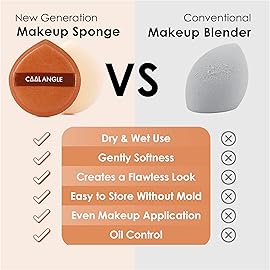 COOL-ANGLE 4Pack Brown Makeup Sponge For Foundation Concealer And Powder, Latex Free Blender Sponge For Natural And Easy Makeup Soft Long-lasting, Pack for 2X-Large and 2 Medium