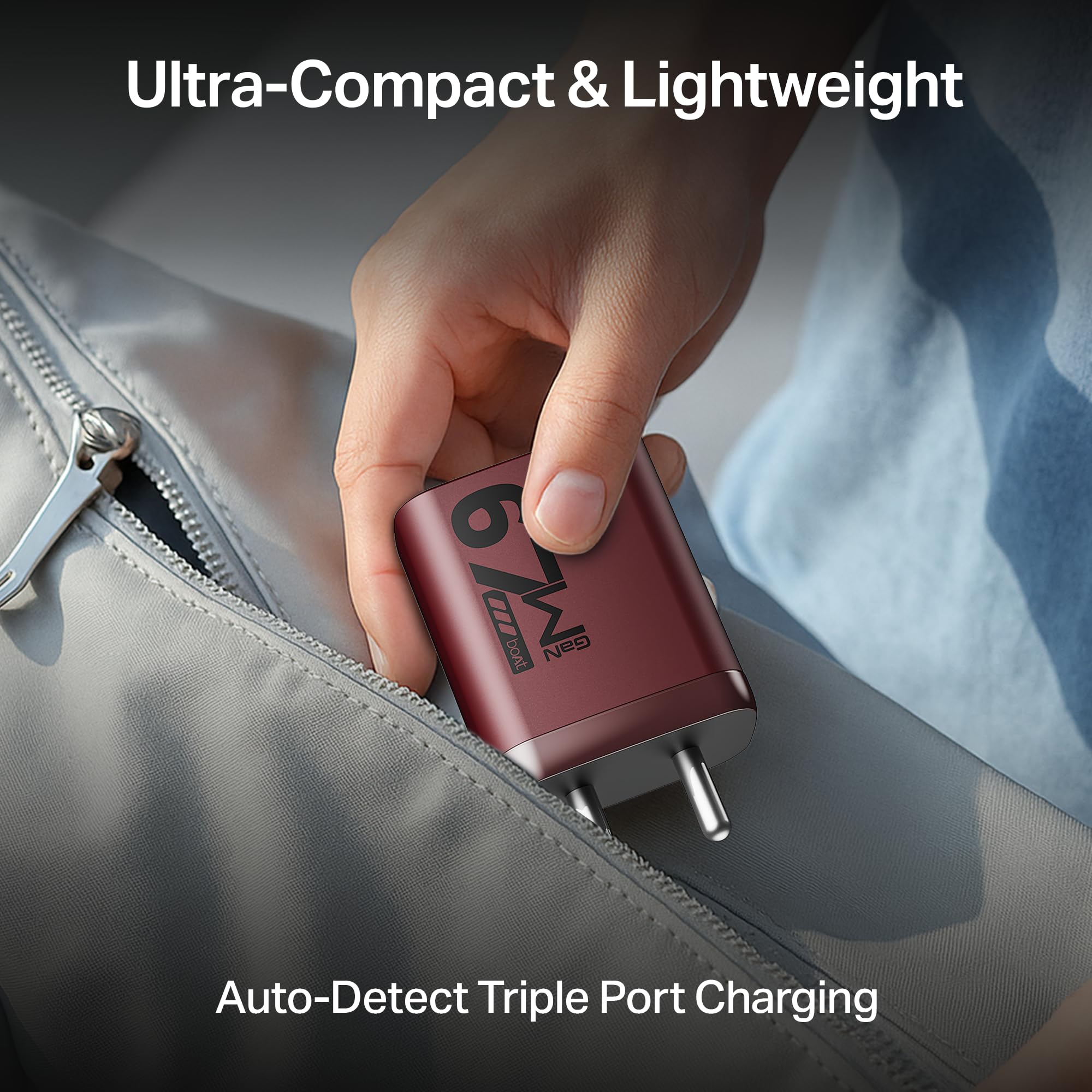 boAt 67W GaN laptop Charger, Ultra-Fast Triple Port Fast Cha -8