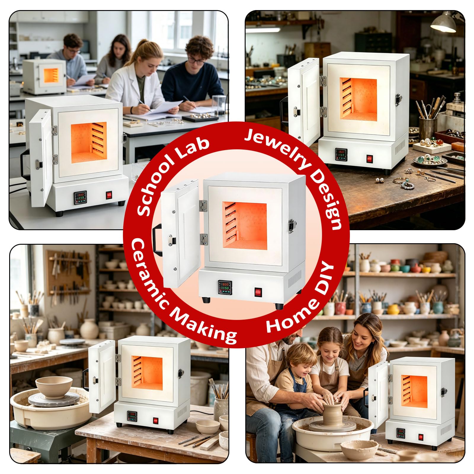 Elektryczny Piec do Ceramiki Domowej, Piec Muflowy do Topienia Metali 2000W, 1150°C/2102°F, z Kontrolerem do Biżuterii, Odlewania, Szkliwienia i Fusingu Szkła