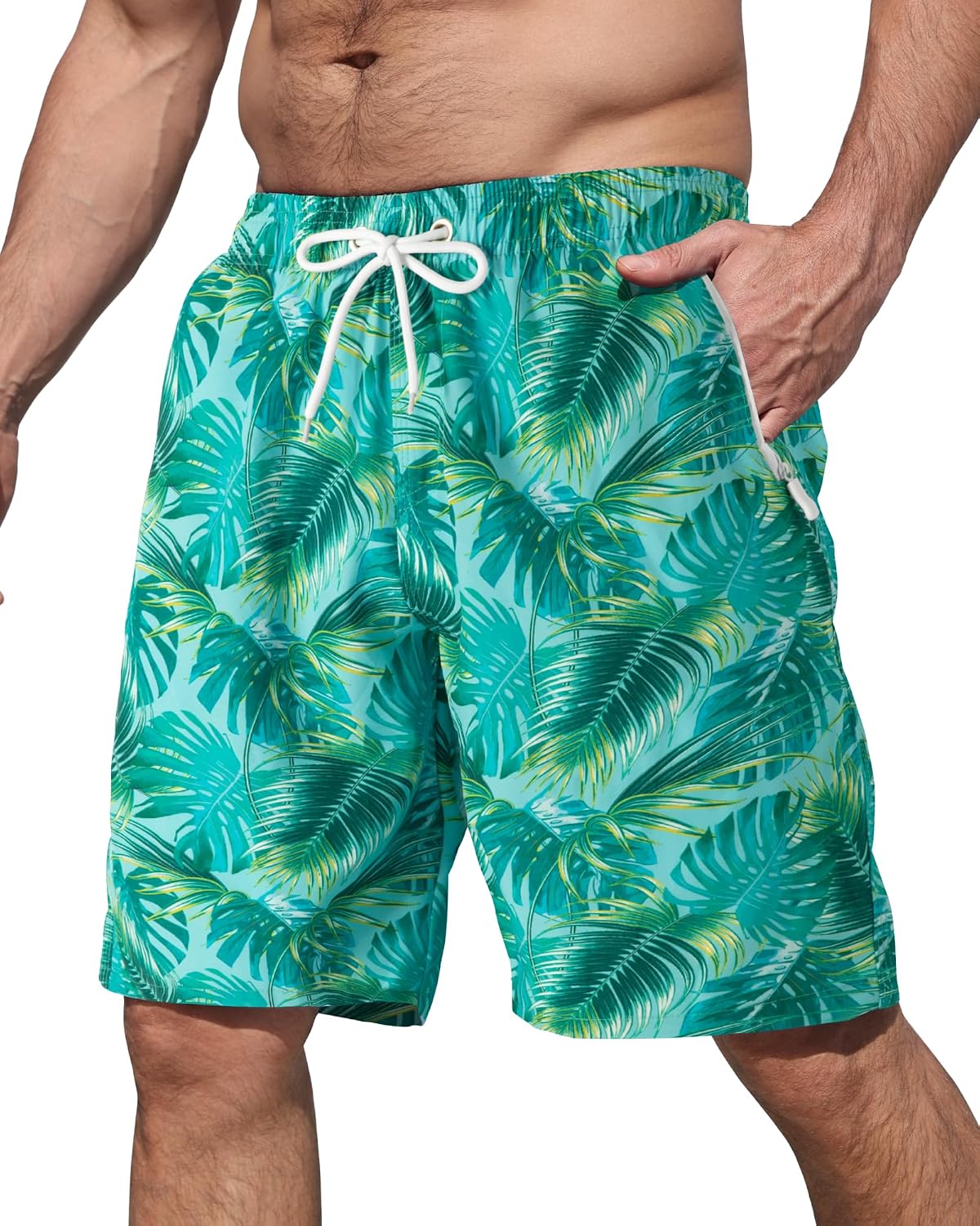 BOJIN Mens Swim Trunks with Zipper Pockets Quick Dry 9 Inch Bathing Suit Board Shorts Beach Swimsuits