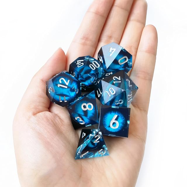Foto 5 de 6 de BESCON Dragon'S Eye Sharp Edged Polyhedral Dice Set of 7, Handmade Dragon'S Eye Dice for Role Playing Game