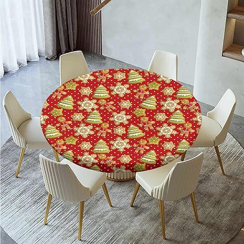Miniatura 2 de Mantel redondo ajustable de Navidad, mantel de poliéster con árbol de Navidad, mantel circular lavable para mesa de cena de Navidad, bufé, fiestas,