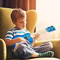 Vista 7 de YEZI - Ukelele clásico de juguete para niños, tipo guitarra, instrumento musical, azul