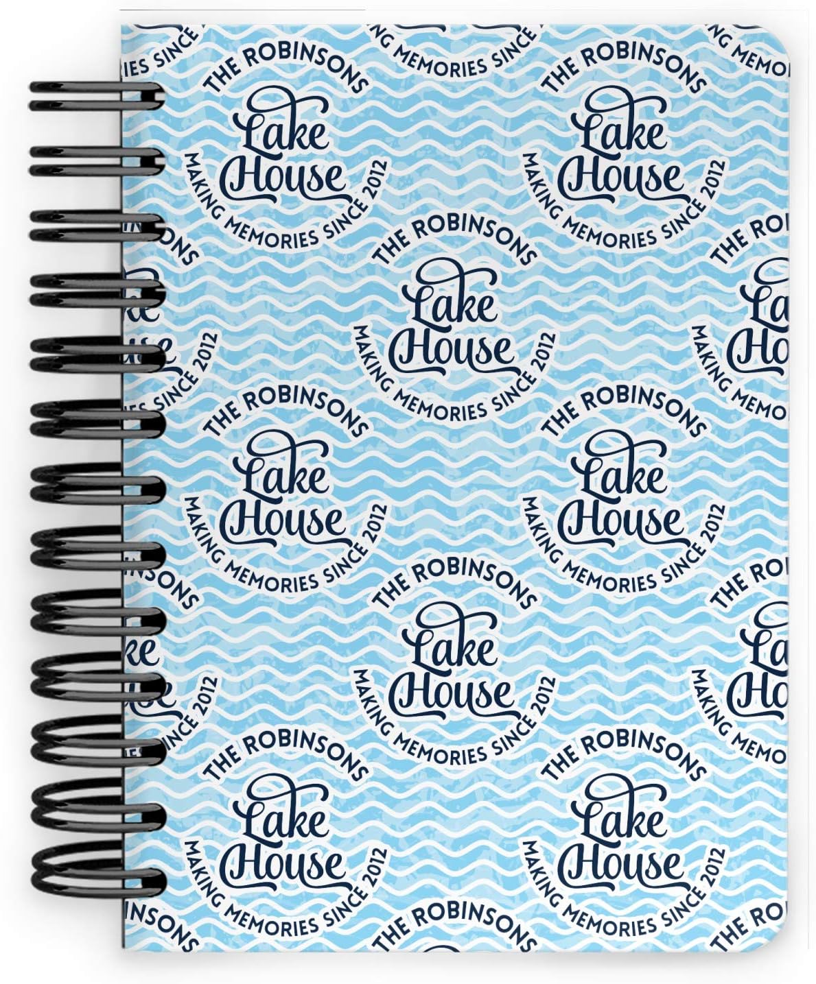 Personalized Lake House #2 Spiral Notebook - 7x10 w/Name All Over