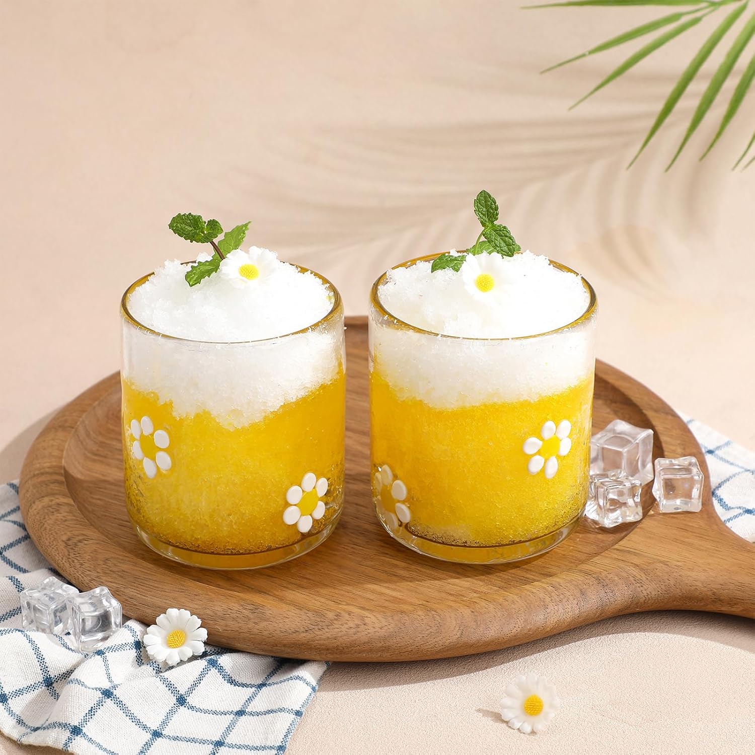 Icon Juice Glasses, 14oz Stemless Wine Drinking Juice Glass Cup for Valentine Party Supplies Gift(2 Pcs,Flower) - Image 6