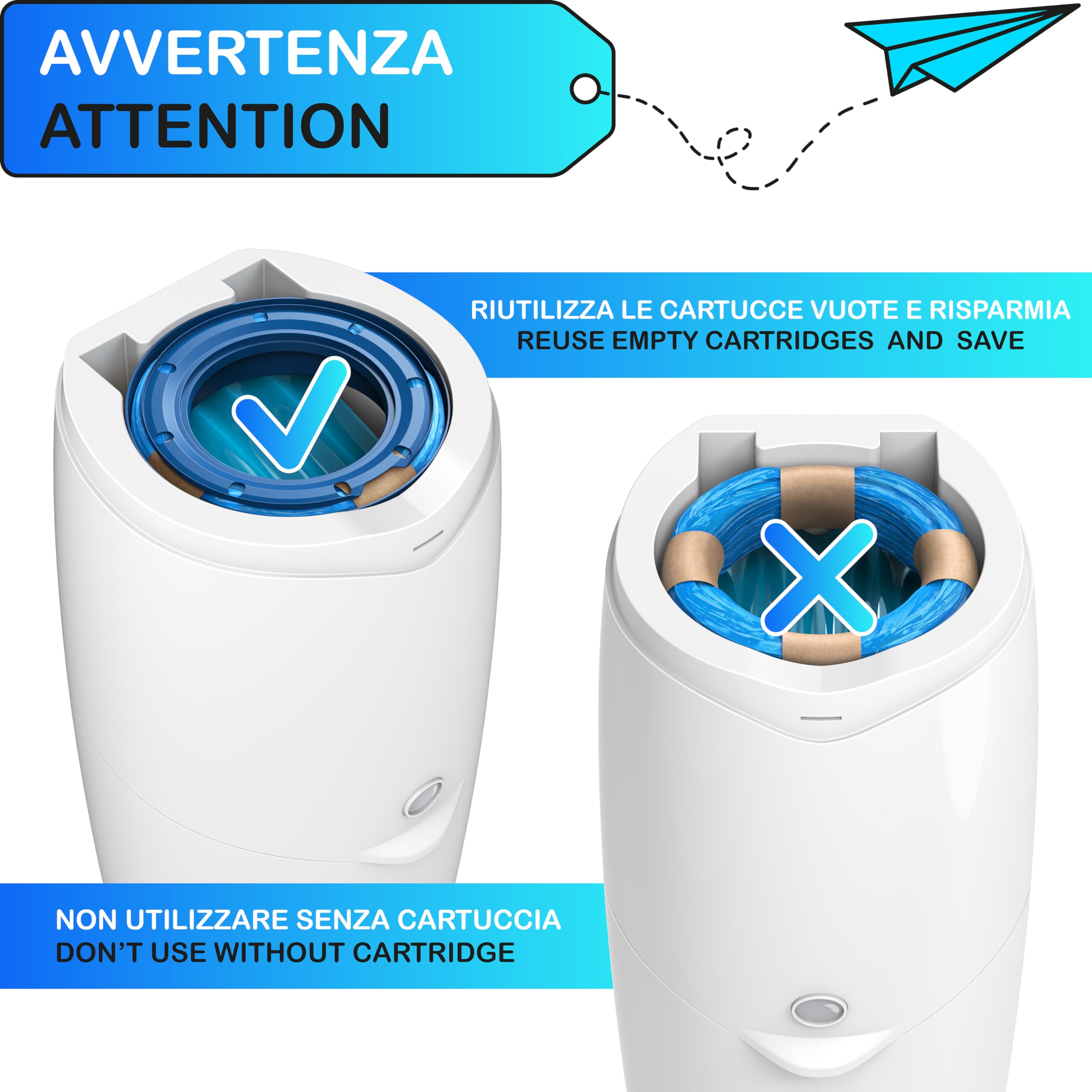 8 Ricariche Mangiapannolini Compatibili con Maialino Foppapedretti e Tommee Tippee Twist & Click, Tec, Simplee, Angelcare, LitterLocker II - Ricarica Anti-Odore e Made in Italy (8 Pezzi)