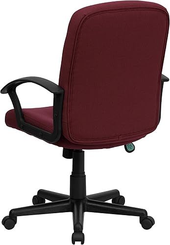 Miniatura 6 de Flash Furniture Silla para tareas o computadora de media espalda color negro de tela con brazos de nailon, Metal Madera, Burgundy
