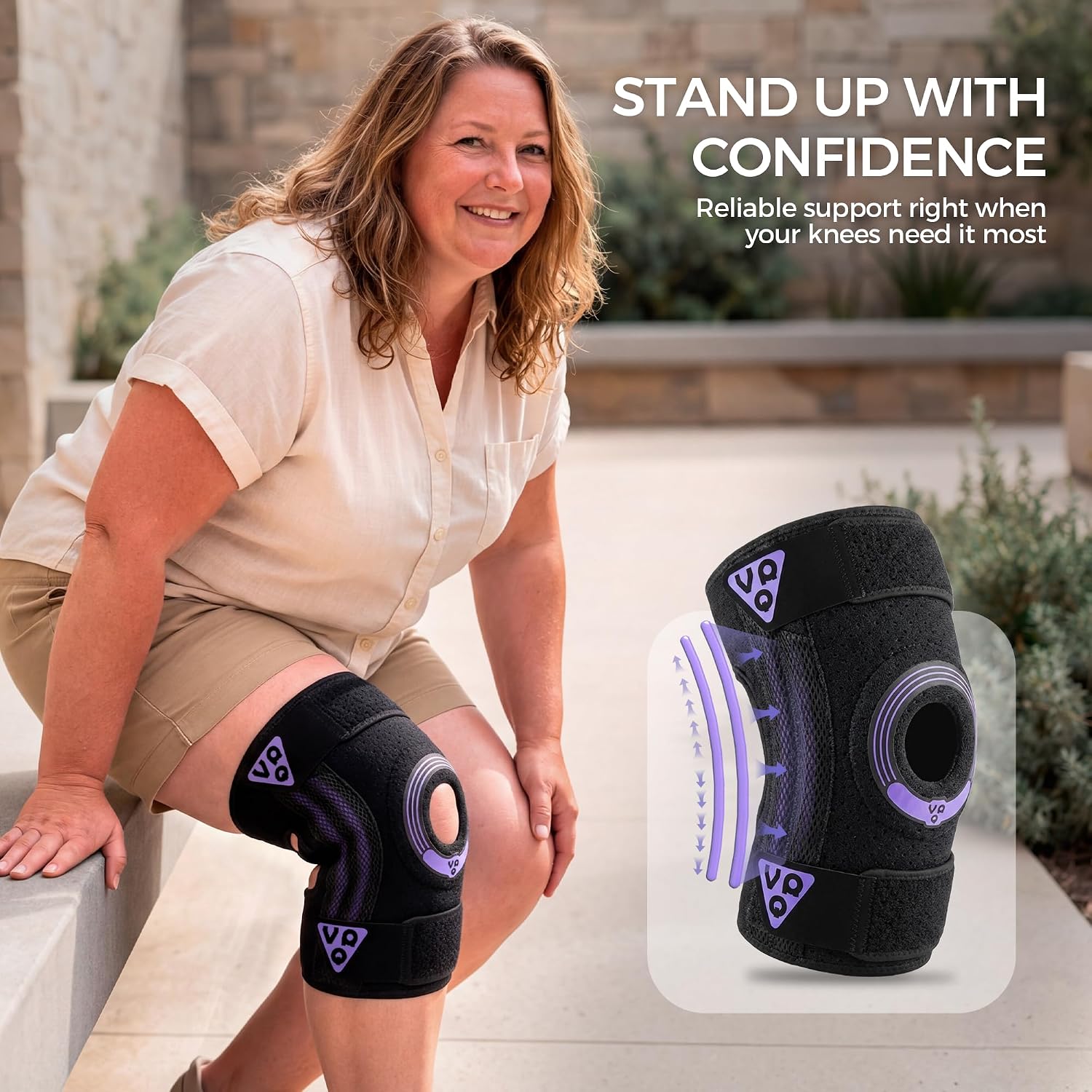 Plus Size Knee Support Sleeve, 3XL-4XL（31.5"） Adjustable Knee Wrap with Extra Long Straps for Big Legs & Thick Thighs, Non-Slip (Black,3XL/4XL)