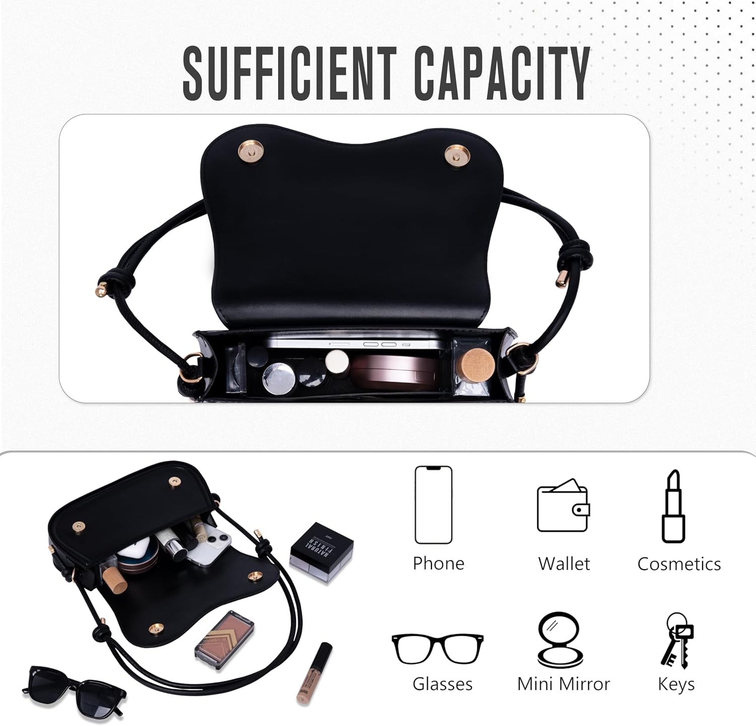 Shoulder Bag for Women Y2K Trendy Purse Vegan Leather Hobo Handbags Clutch Saddle Bag with Removable Strap - Image 5