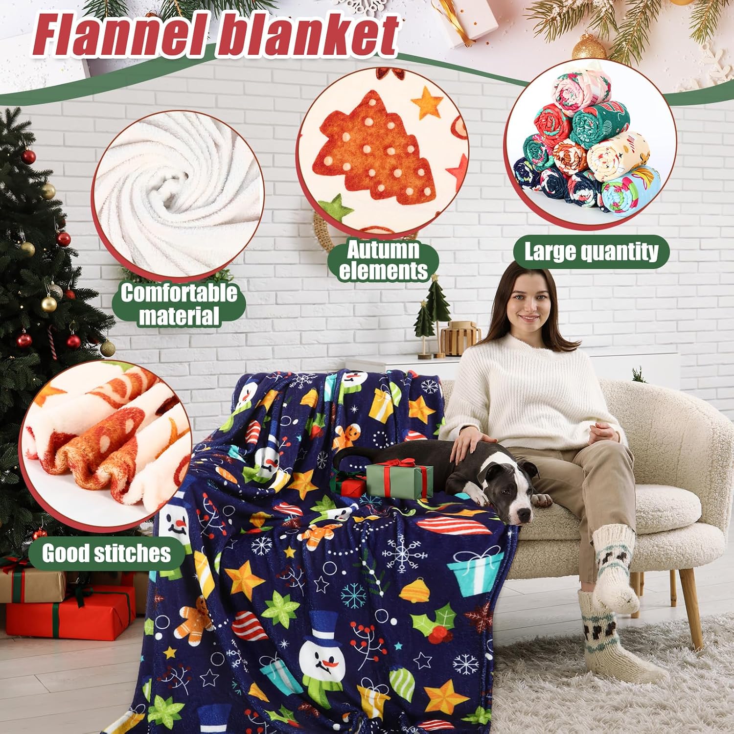 12 Pack Christmas Throw Blanket for Homeless 40''x 50'' Christmas Plush Decor Winter Fleece Fuzzy Soft Warm Xmas Throw Blanket for Couch Sofa Chair Santa Claus Carpet for Home Xmas Gifts - Image 3