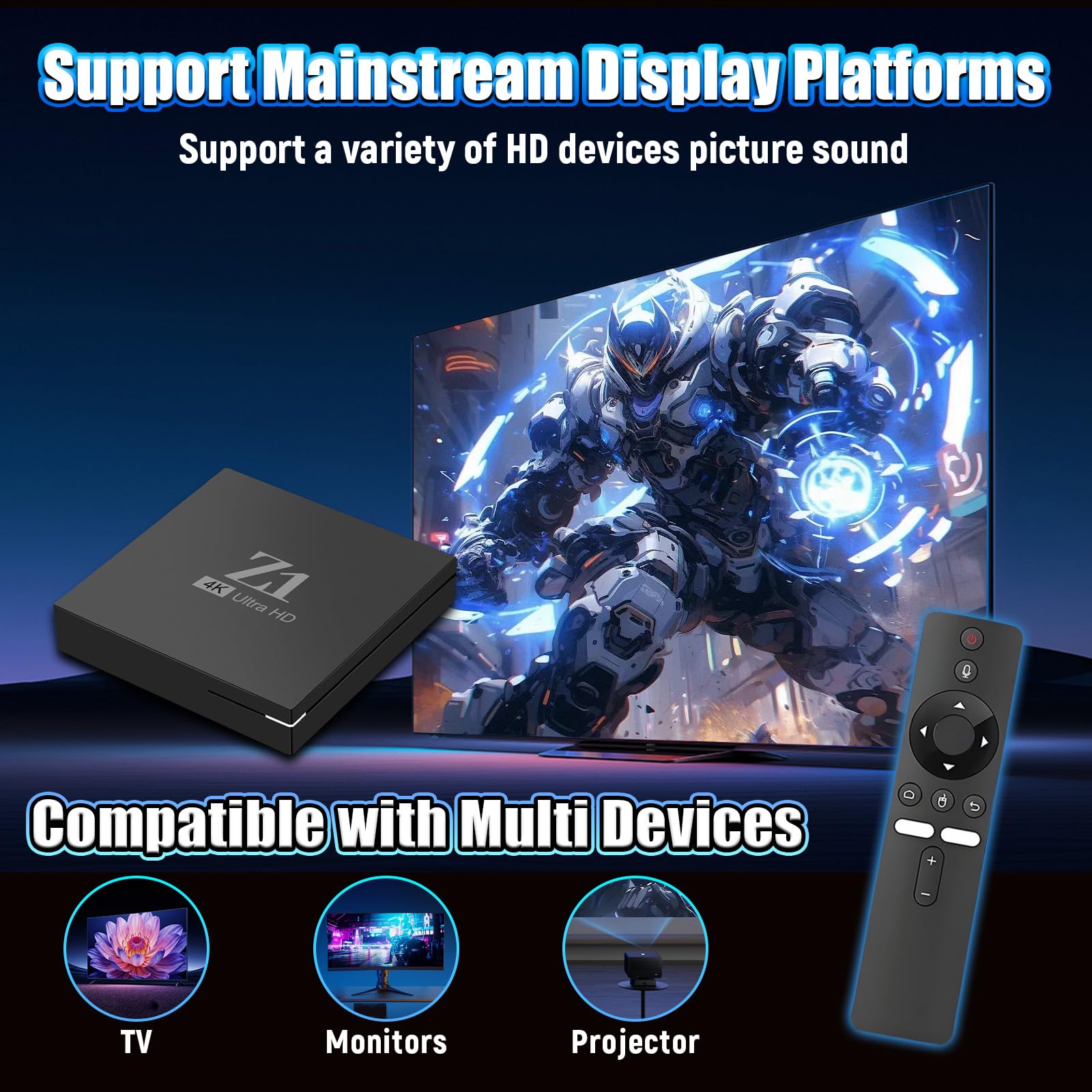 Z1 Android TV Box, 4K Ultra HD Smart Box for TV, Android 10.0