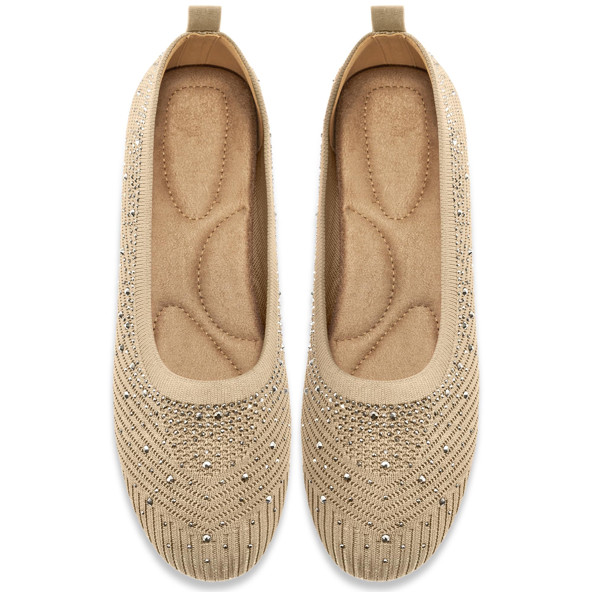 Almusen Flats for Women Dress Shoes: Comfortable Soft Knit Ballet Flats Glitter Round Toe Casual Work Business Shoes for Office Driving Wedding