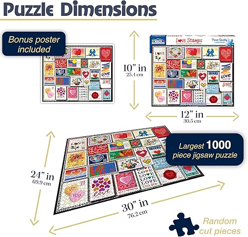 Miniatura 3 de White Mountain Puzzles Love Stamps - Rompecabezas de 1000 piezas