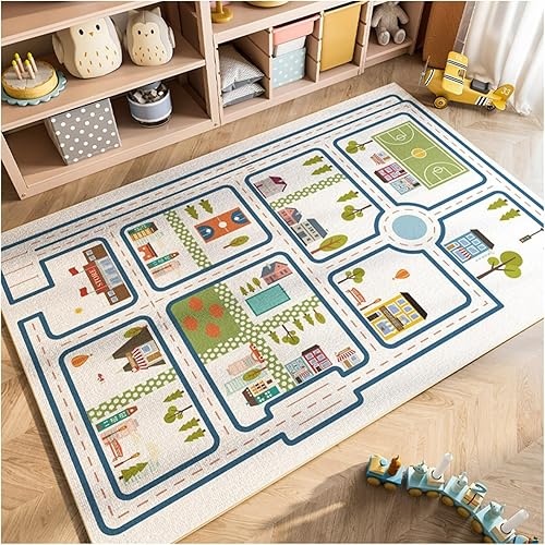 Alfombra de juego para automóvil, tapete para estacionamiento, área de lectura, área de juguete, alfombra de juego, automóvil, carreteras, tráfico
