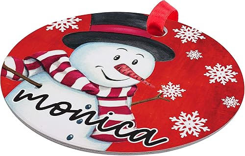 Miniatura 10 de Juego de 3, adorno de Navidad personalizado con nombre, 9 diseños, 12 fuentes, cerámica personalizada de 3 pulgadas, adorno de Navidad redondo 2023