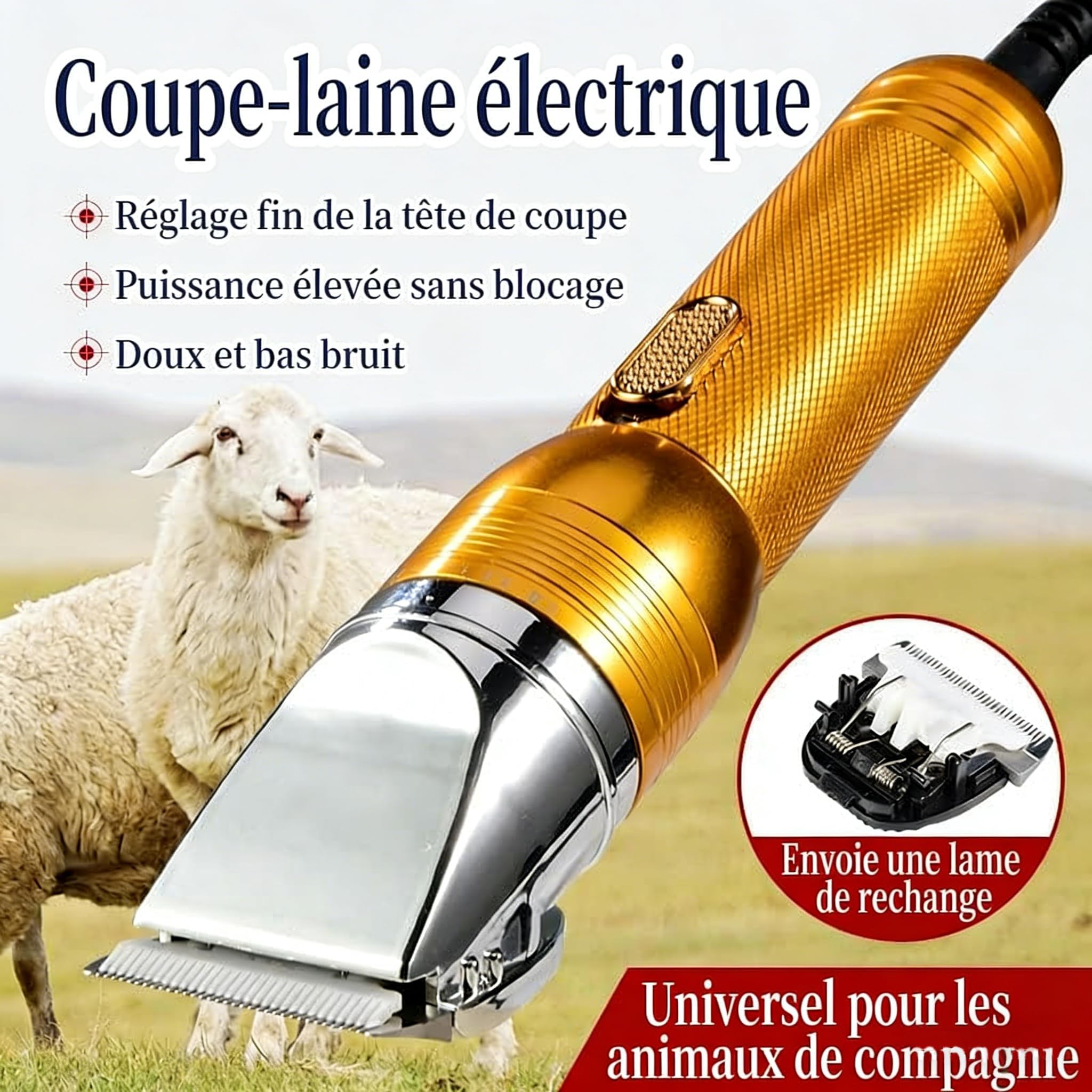 Tondeuse professionnelle pour animaux de compagnie, moteur puissant de 36 V pour poils épais, ciseaux de toilettage professionnels, outil de coupe pour chiens, moutons, chevaux, bétail et chats