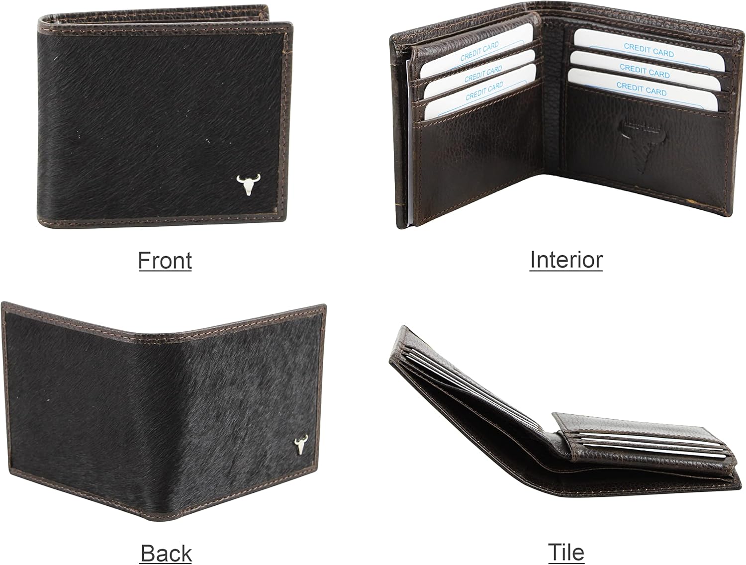 American Bison Men’s Hair On Hide Cowhide Leather Bifold Wallet – Slim, RFID-Blocking with Gift box (Brown) - Image 4