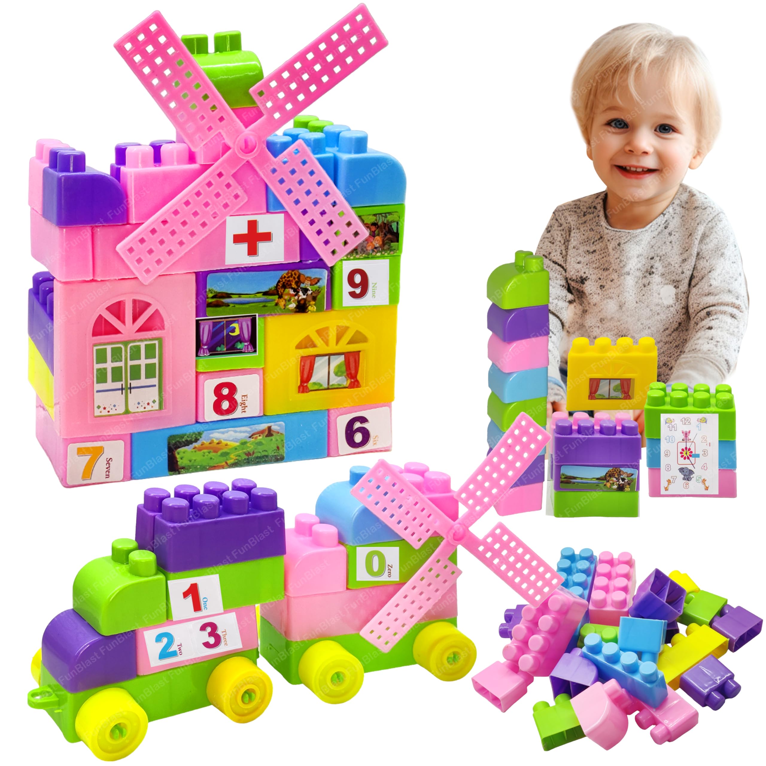 FunBlast Building Blocks for Kids – 47 Pcs DIY Plastic Building Blocks with Wheels for Kids, Colorful Interlocking Blocks for 3+ Years Kids, Girls & Boys (Multicolor) (B0CNCLSNJC) Amazon Price History, Amazon Price Tracker