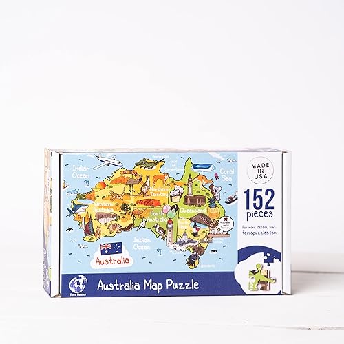 Rompecabezas de madera con mapa de Australia de 152 piezas, 15 x 10 pulgadas