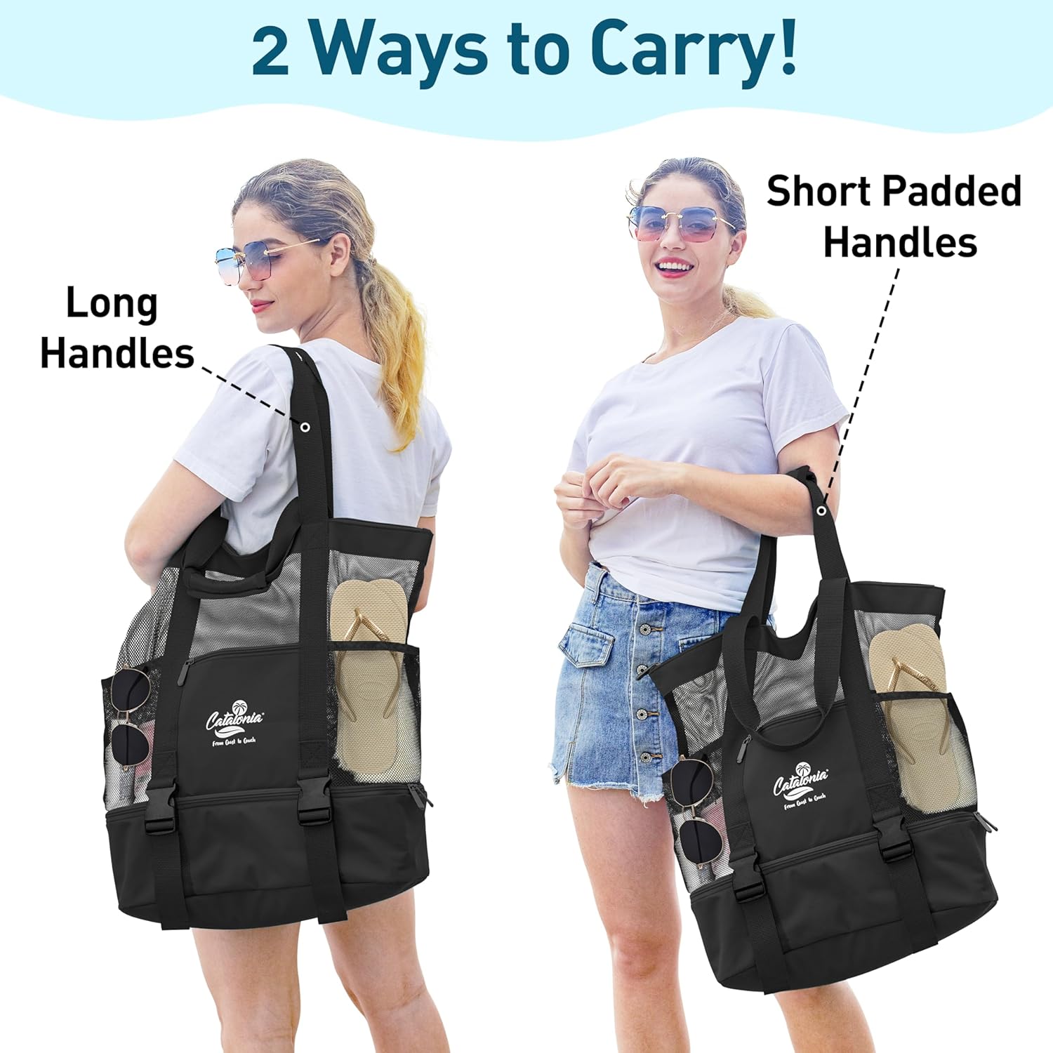 Catalonia Large Beach Tote Bags with Cooler Bag, Mesh Beach Bag Women, Sandproof Beach Bag for Toys & Vacation Essentials for Your Family Beach Trip - Image 4