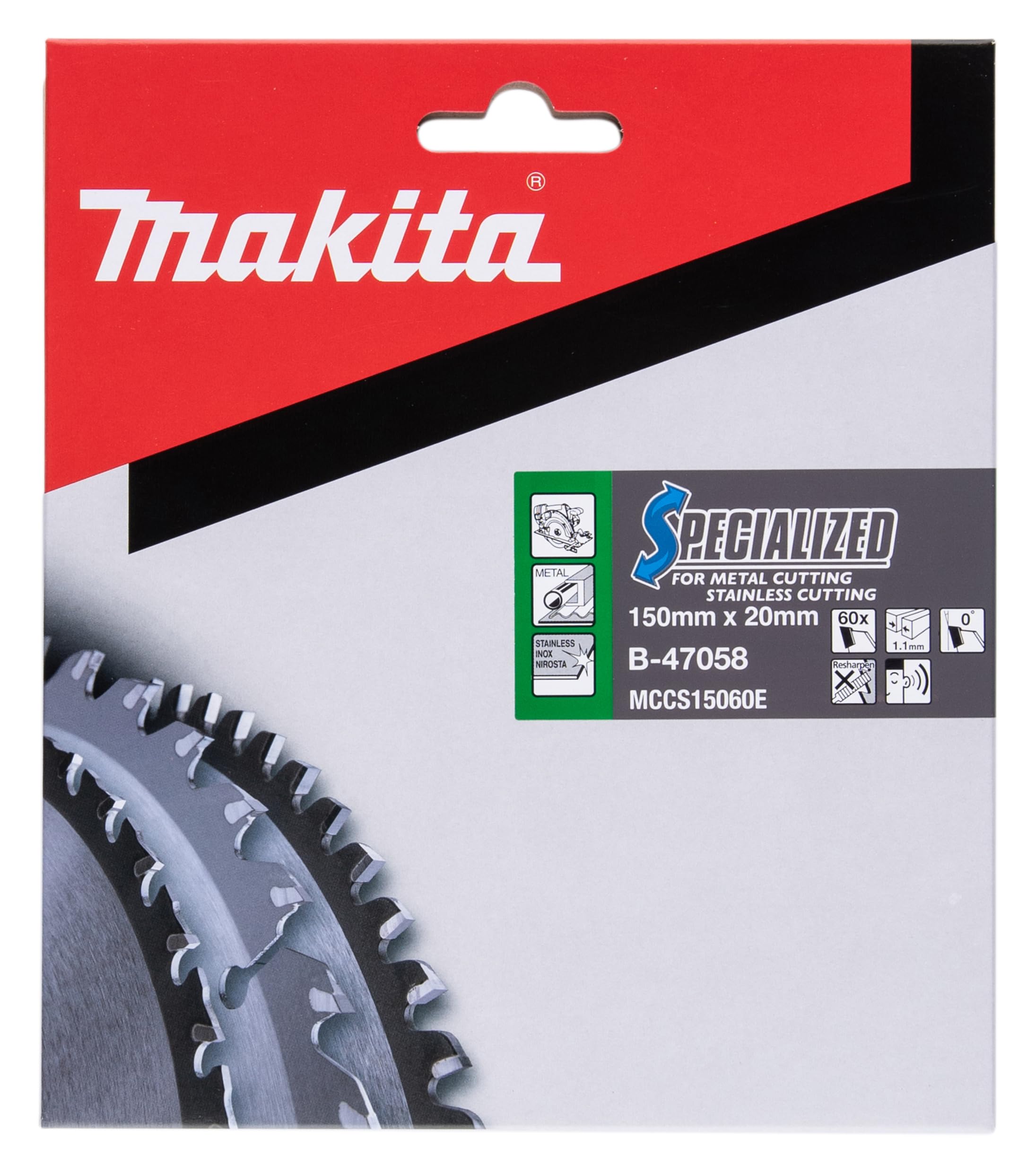Makita B-47058 Lama Sega Circolare T.C.T. 150x20mm 60T Metallo Acciaio
