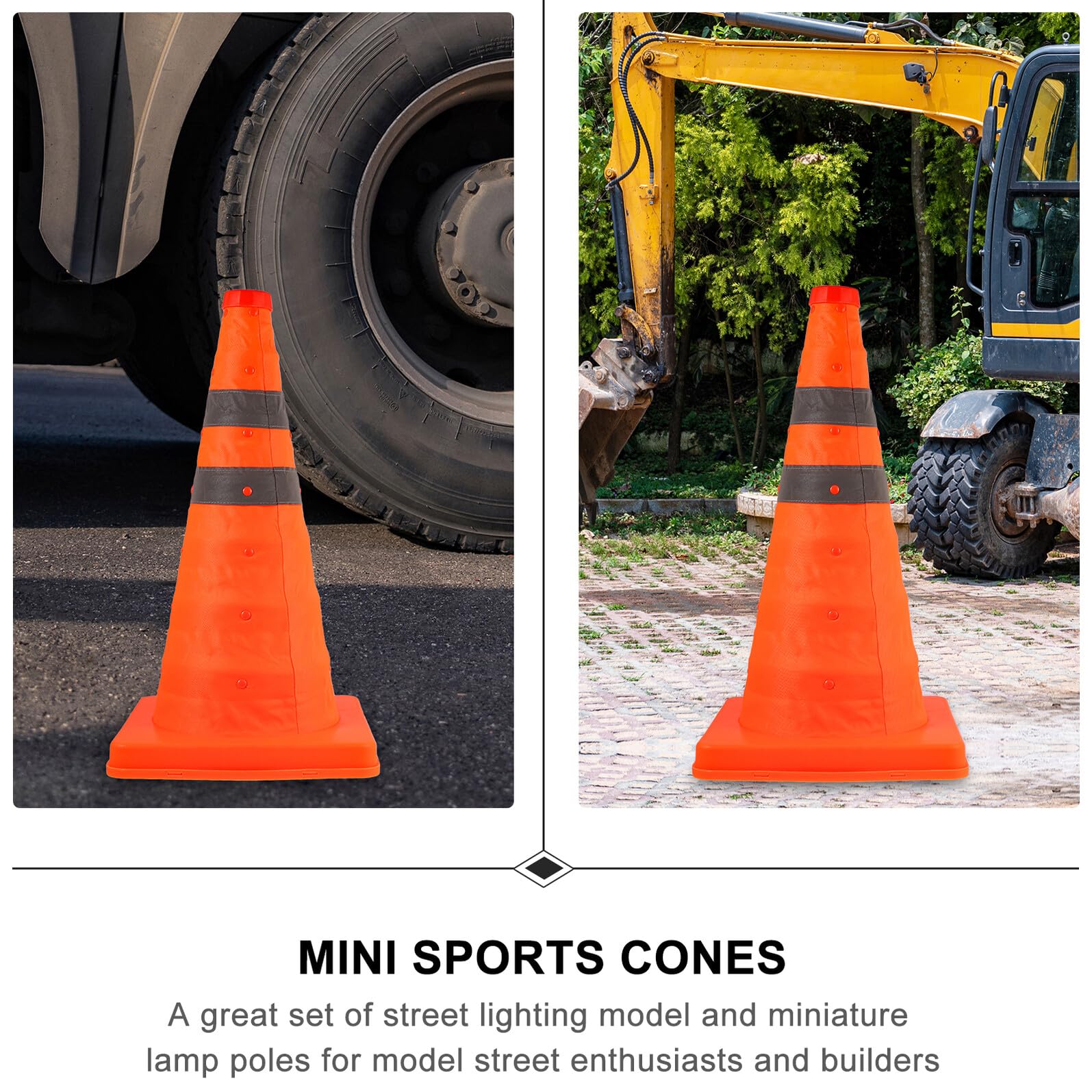 NUOBESTY Coni per Allenamento Sportivo Impermeabili Parcheggio Stradali Pieghevoli Arancioni 45cm in Pp Riflettenti 2 Pezzi