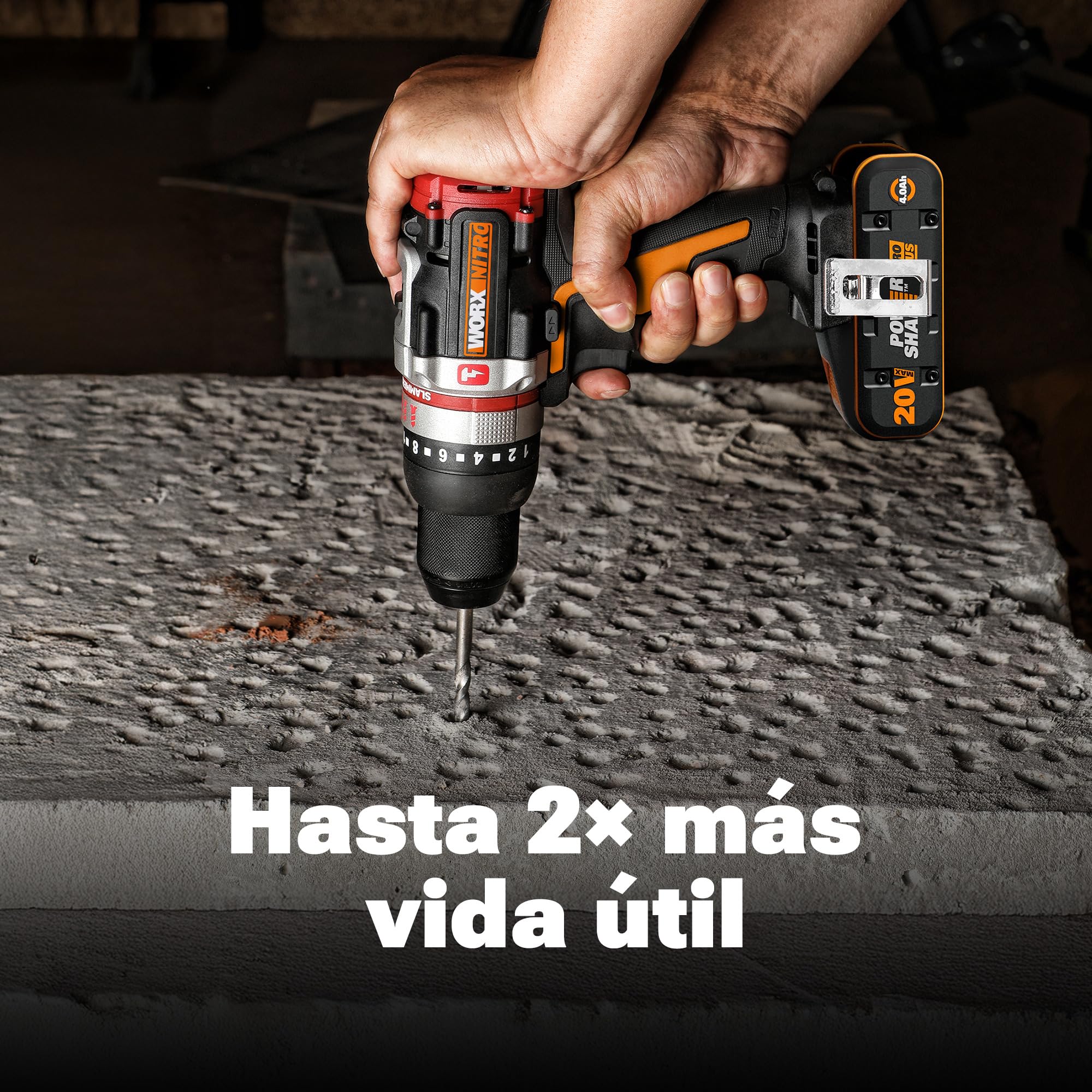 WORX WA3646 Powershare Pro Plus 20V 4Ah, batería de Ciclo Largo, con tecnología de Alto Rendimiento, indicador Integrado, Compacto y Ligero, Compatible con Todas Las Herramientas WORX
