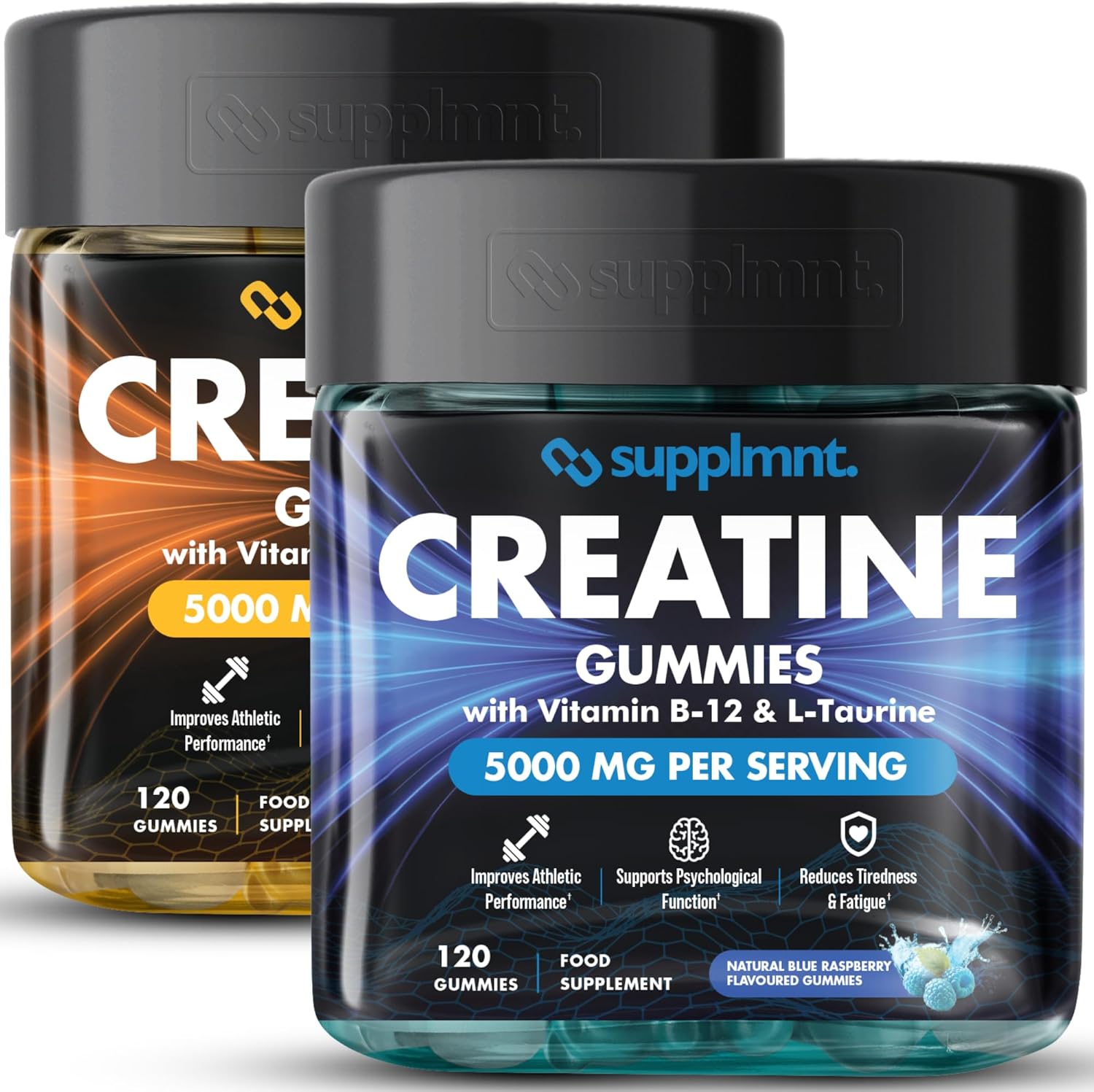 2X Creatine 120 Gummies Max 5000mg for Men & Women Creatine Monohydrate Plus B12 and L-Taurine Chewable Gummies, 2 x 1 Month Supply (Dual Pack, Pineapple & Blue Raspberry)