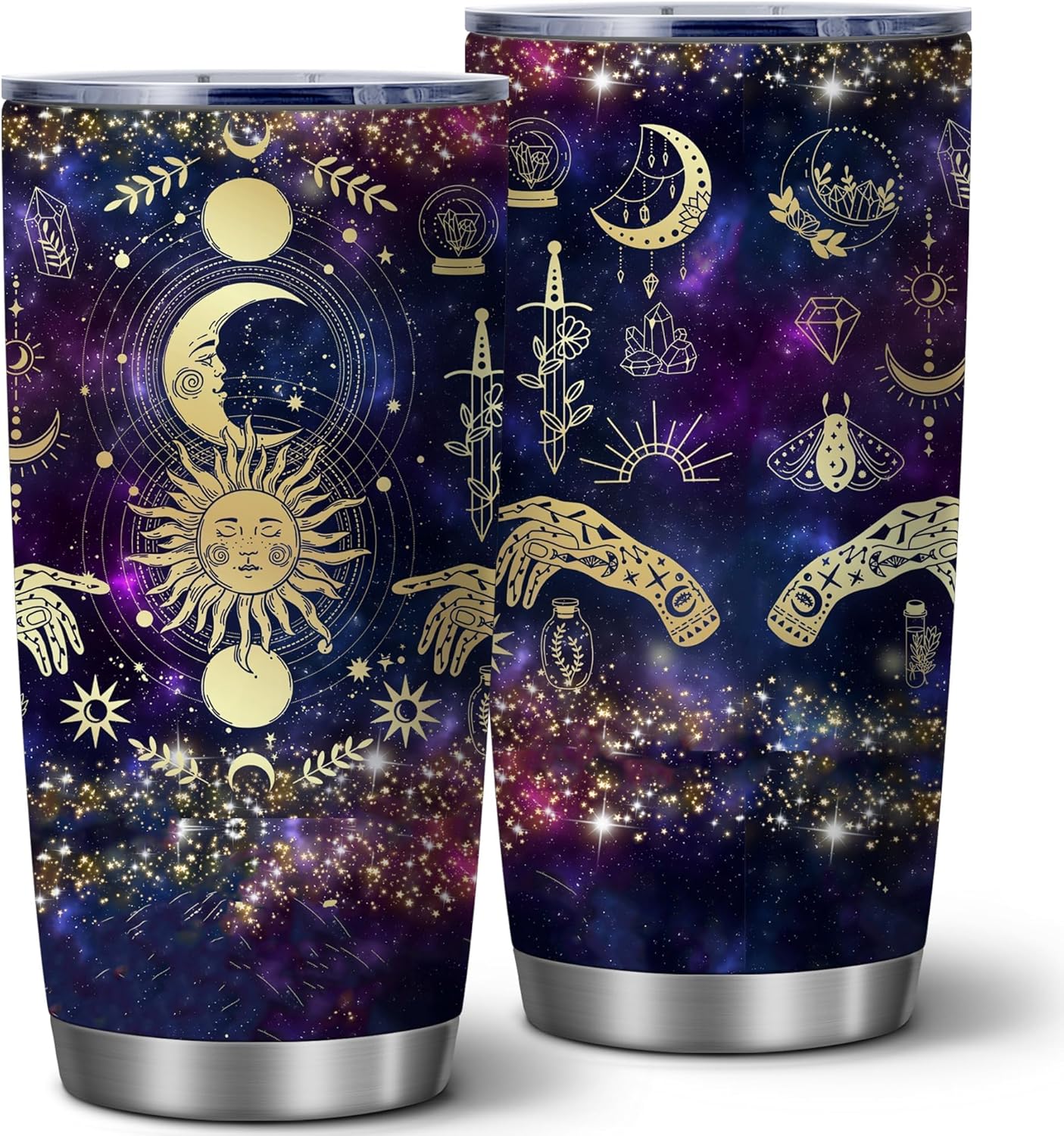 Goth Moon Tumbler,Halloween Witch Travel Mugs, Gothic Moon Phase Black Vacuum Insulated Stainless Steel 20 Oz Witchy Tumbler Cup,Halloween Spooky Gifts for Women Goth Mystery Coffee Tumblers,1 Pcs