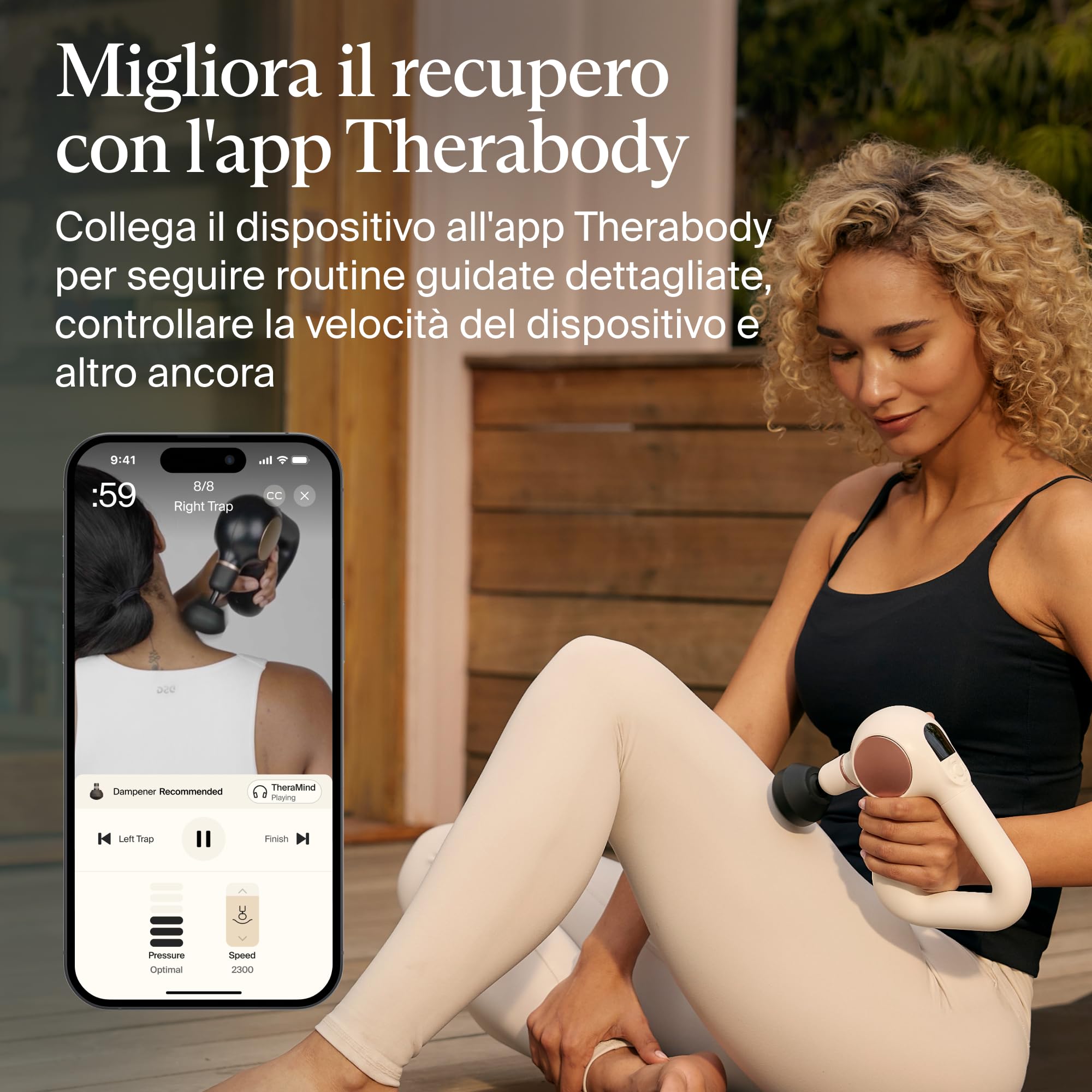 Theragun Sense Percussion - Pistola massaggiante personale per tessuti profondi, con routine di respirazione precaricata, per alleviare lo stress