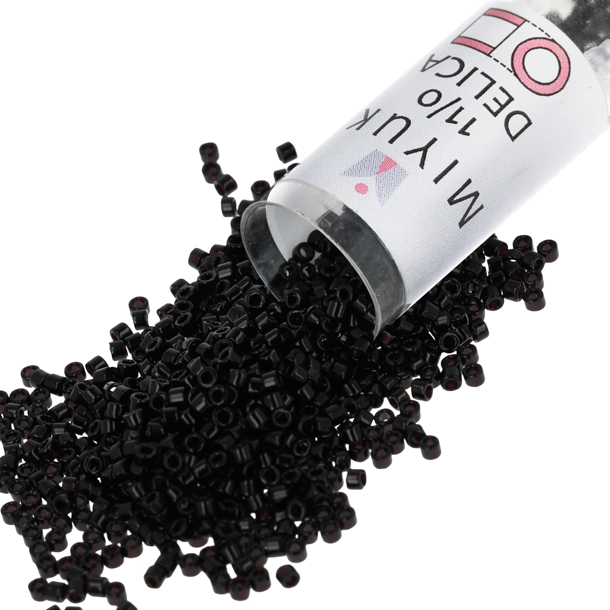 Miyuki DB010 7.2gm Delica Seed Beads, Size 11/0, Black Opaque