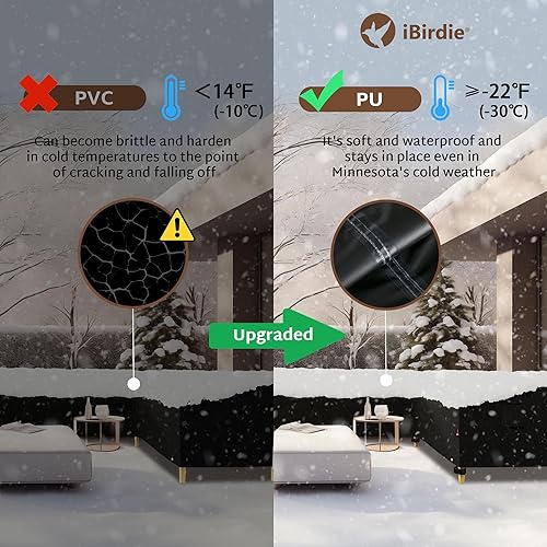 Vista 18 de iBirdie Funda modular para exteriores de 85 x 85 pulgadas, 84 x 84 pulgadas, 83 x 83 pulgadas, 82 x 82 pulgadas, en forma de L, impermeable, Negro