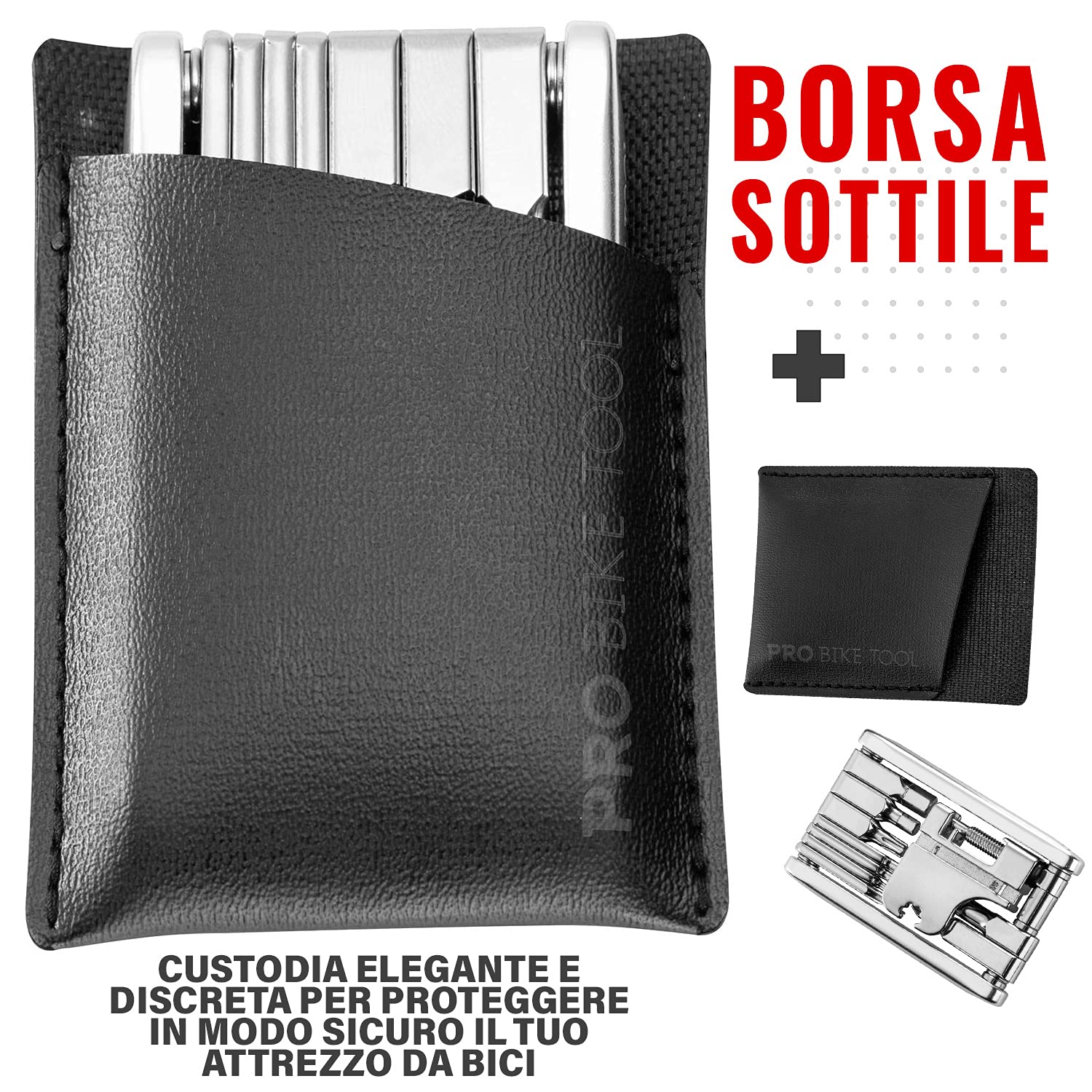 PRO BIKE TOOL 17 in 1 Multitool per Bicicletta - Kit di Riparazione per Biciclette compatte e Leggere per Biciclette da Strada e da Montagna - Set di Borse da Viaggio e tascabili