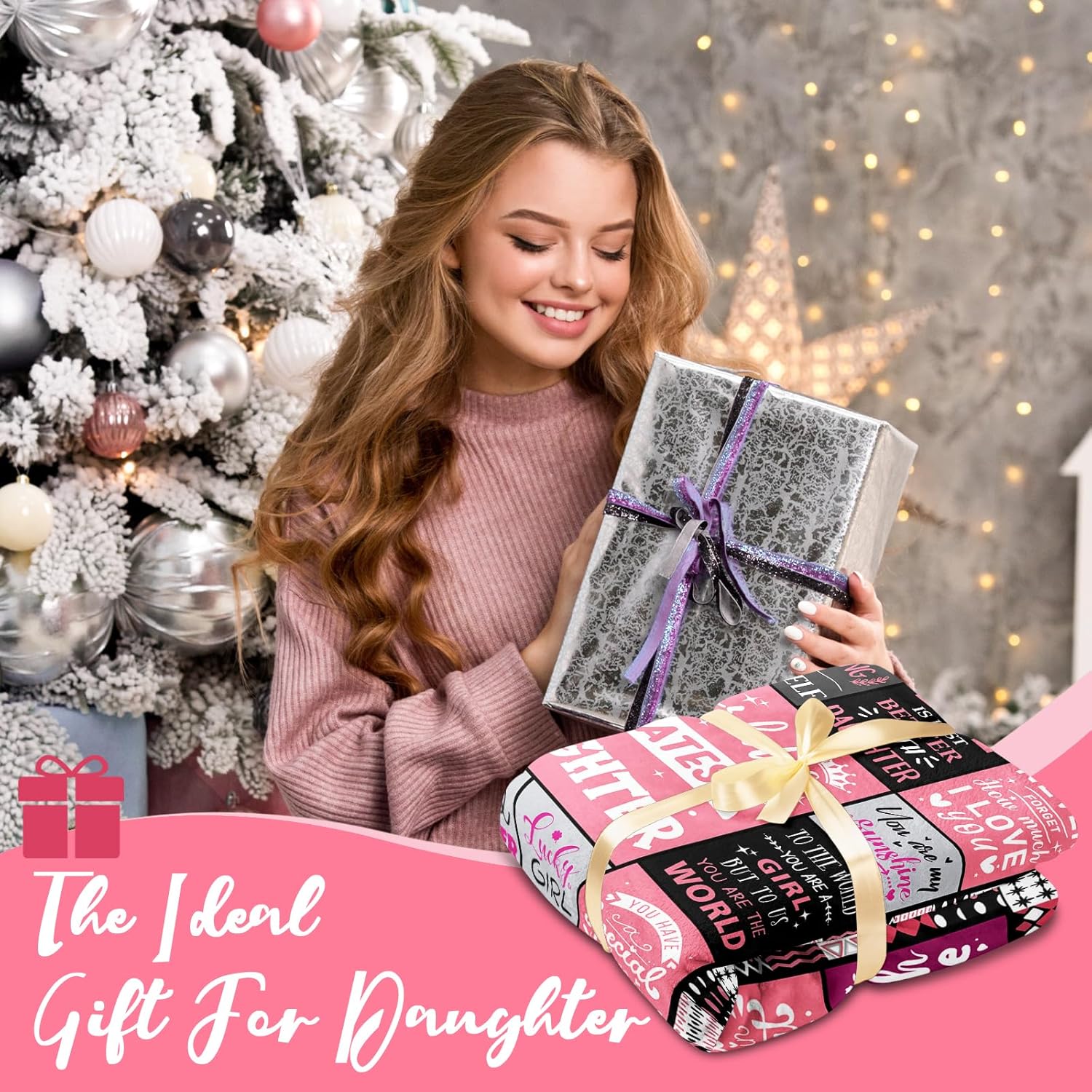 Daughter Valentines Day Birthday Gifts - Gifts for Daughters from Mom Dad - Mothers Day Christmas Birthday Unique Presents for Daughters Adult - Best Daughter Ever Blanket - Throw Blanket 50"x60" - Image 2