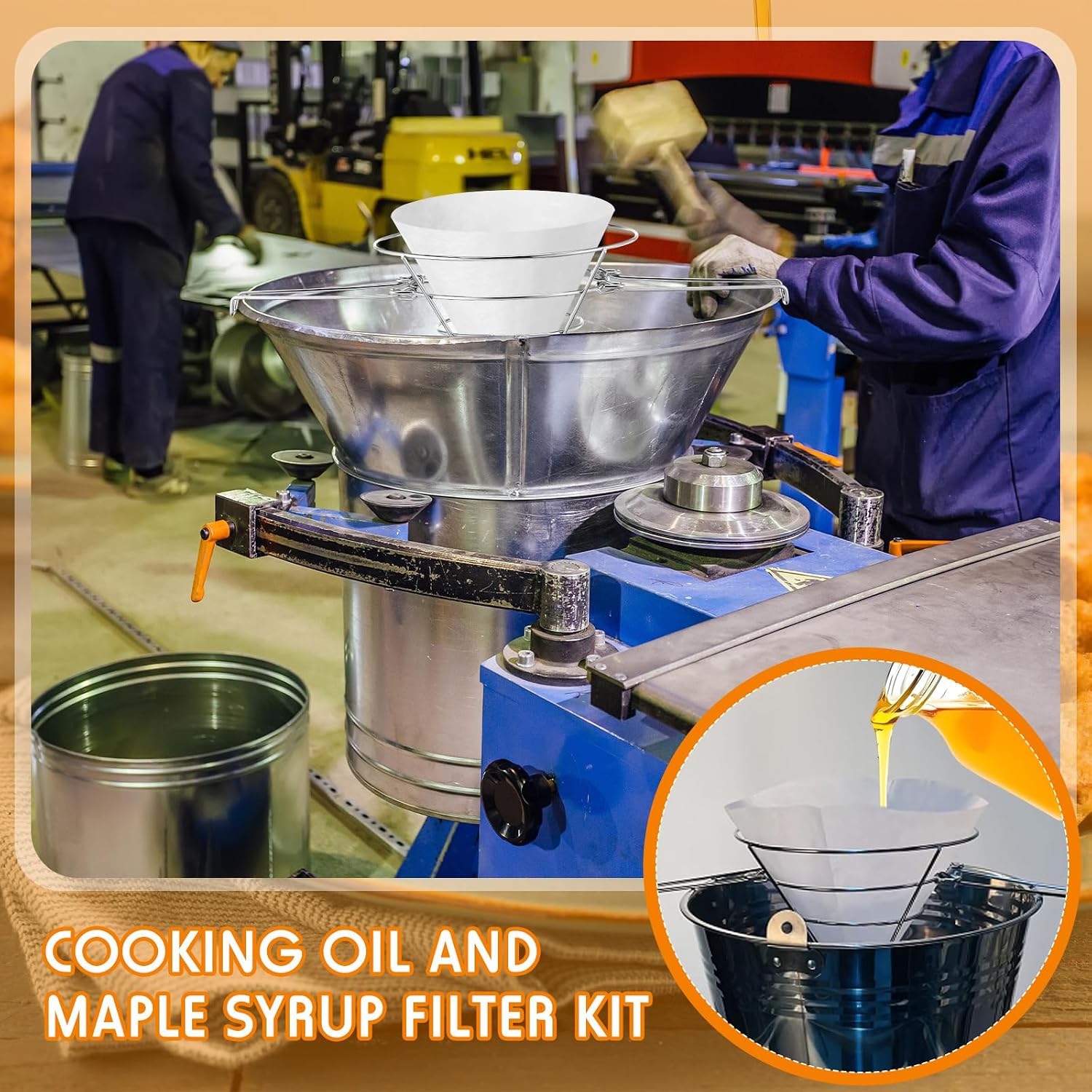 Teenyyou 9 Inch Deep Fryer Oil Filter Stand with 80 Pack Non-woven Cooking Grease Filters Deep Fryer Oil Filter Cone Holder Stand for Cooking Filters Cones