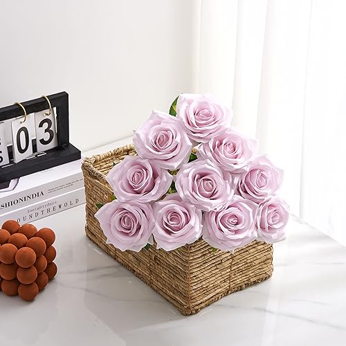 Miniatura 3 de Ramo de rosas artificiales, 10 unidades, tallos de rosas artificiales para arreglos de boda, ramo de novia, centro de mesa, flores de seda sintética