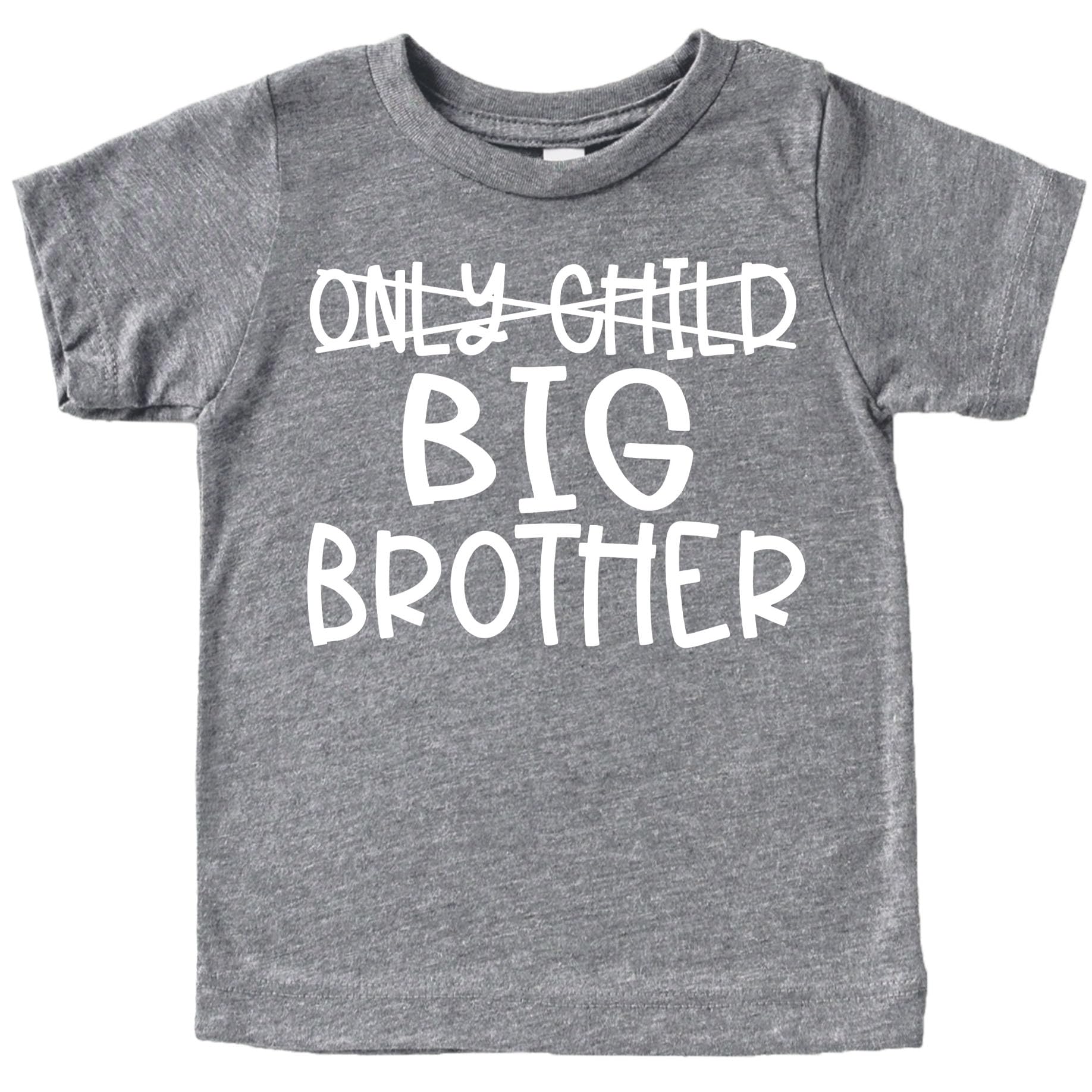 Only Child to Big Brother Sibling Reveal Announcement Shirt for Boys Big Brother Sibling Outfit Granite Heather Shirt 12 Months