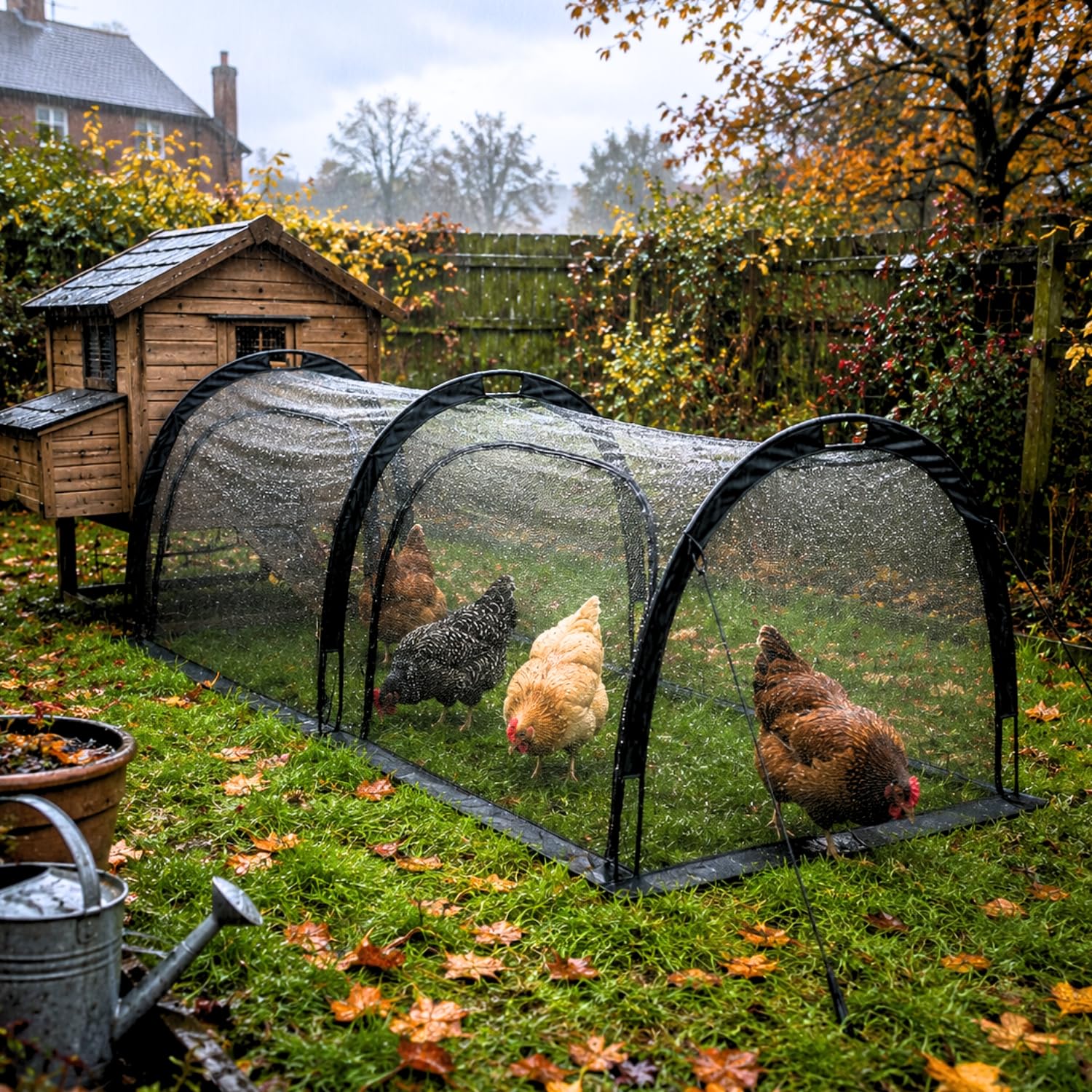 GardenSkill Poulailler Cage a Lapin Exterieur 200x100cm | Tunnel Maison pour Cochon d'Inde Poule | Enclos de Jardin pour Petits Animaux de Compagnie | Abri avec Filet de Protection | 2 Portes Zippées