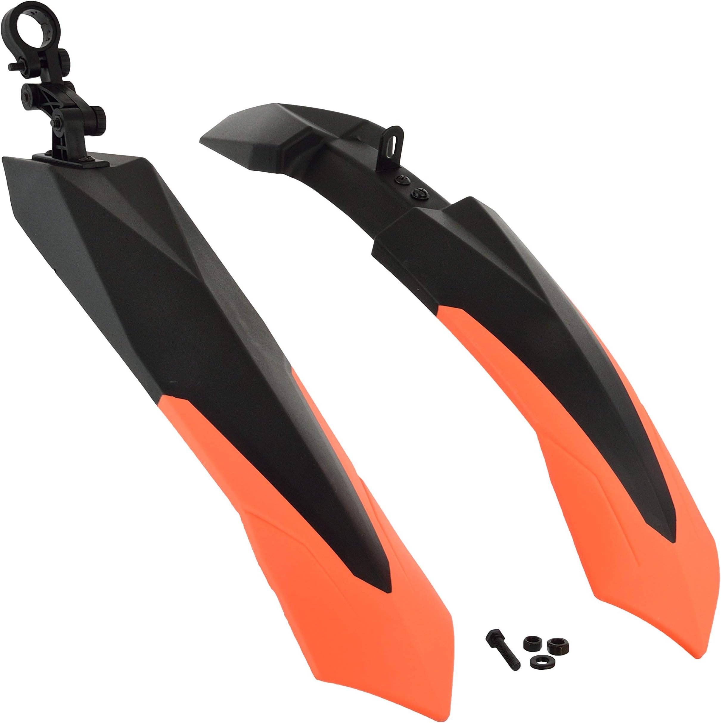 Dark Horse® Bicycle Dual Tone Front & Rear Mudguard with Unbreakable Plastic Clamp, Black-Orange