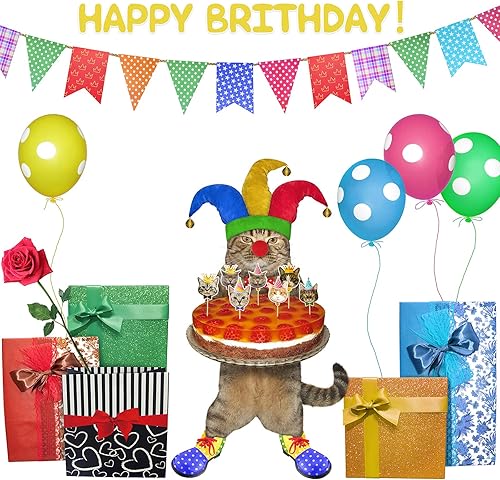 Miniatura 6 de 48 piezas de decoración para cupcakes con cara de gato, lindos palillos de dientes para fiestas de cumpleaños temáticas de gatos, suministros de